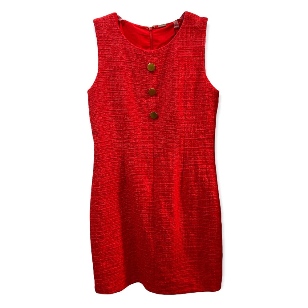 Tahara Crew Neck A-Line Cotton Lined Dress  Coral/Orange Size 12 NWT
